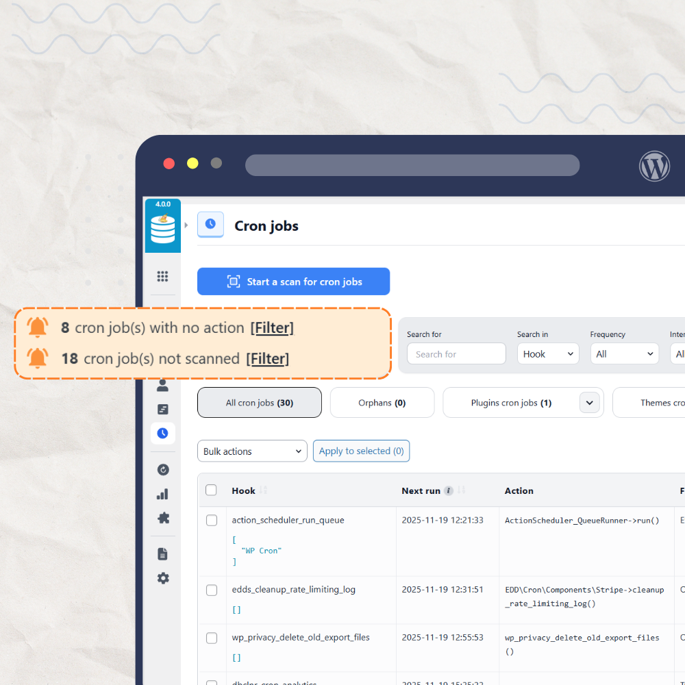 Cron jobs cleanup screenshot