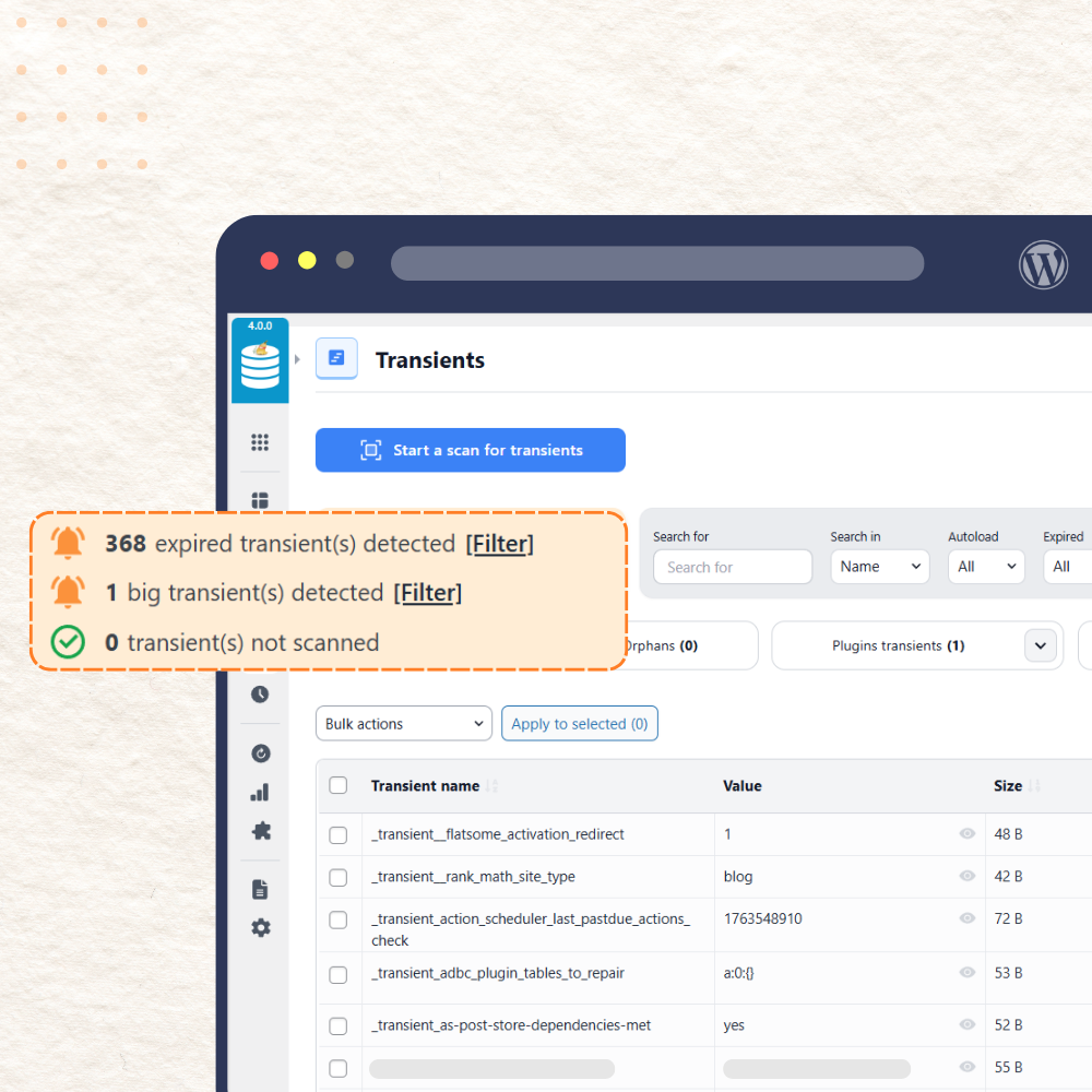 Transients cleanup screenshot
